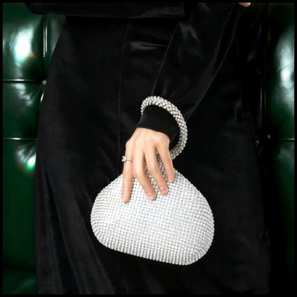 Sparkly Rhinestone Evening Bag Elegant Glitter Clutch Wedding Party - Picture 2 of 7